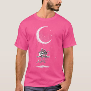 Skeleton Couple Moon Swing Guitar Lover Halloween T-Shirt