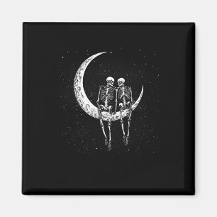 Skeleton Couple On Moon Fun Halloween Costume Men  Magnet