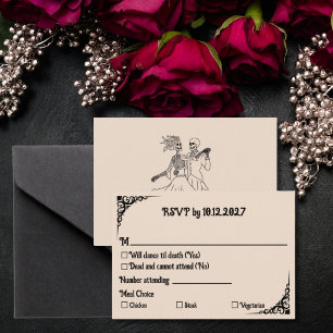 Skeleton Couple Starry Night Van Gogh Gothic   RSVP Card