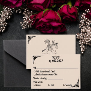 Skeleton Couple Starry Night Van Gogh Gothic   RSVP Card