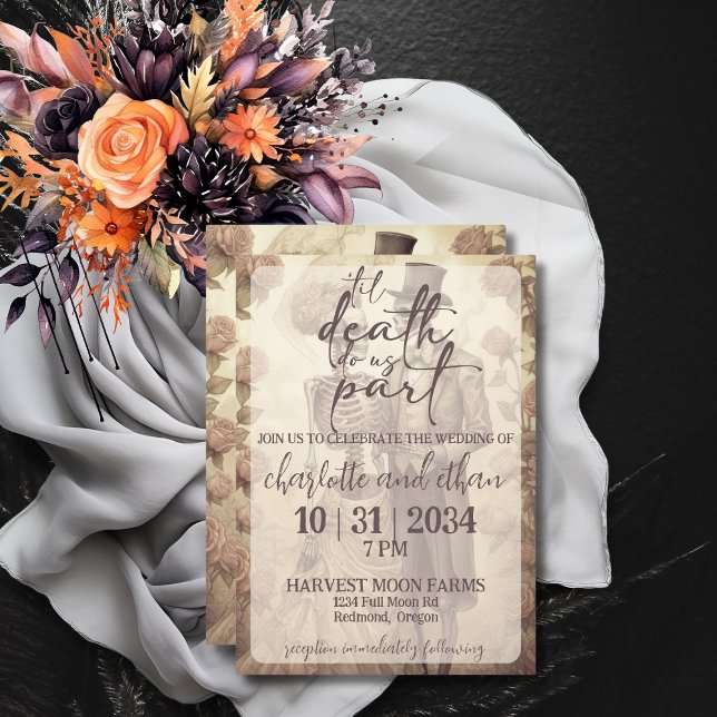 Skeleton Couple Til Death Do Us Part Wedding Invitation (Til Death Do Us Part Invitation)