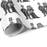 Skeleton Couple - Wrapping Paper (Customise)<br><div class="desc">Customise by changing the background colour to suit your occasion! A digitally manipulated vintage image based on a piece created by Jose Guadalupe Posada (1852-1913),  famous for his "Day of the Dead" images.</div>