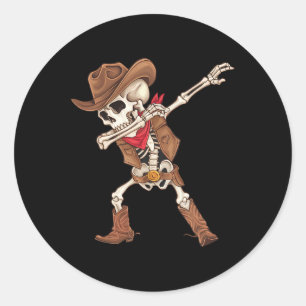 Skeleton Cowboy Halloween Costume Boys Mens Kids  Classic Round Sticker