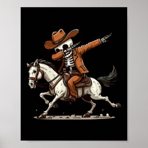 Skeleton Cowboy Halloween Costume Kids Boys Men Da Poster