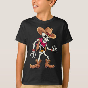 Skeleton Cowboy Halloween Costume Kids Boys Men T-Shirt