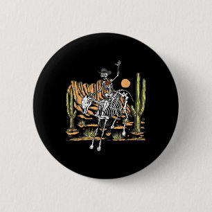 Skeleton Cowboy Riding Horse Halloween Rider Costu 6 Cm Round Badge