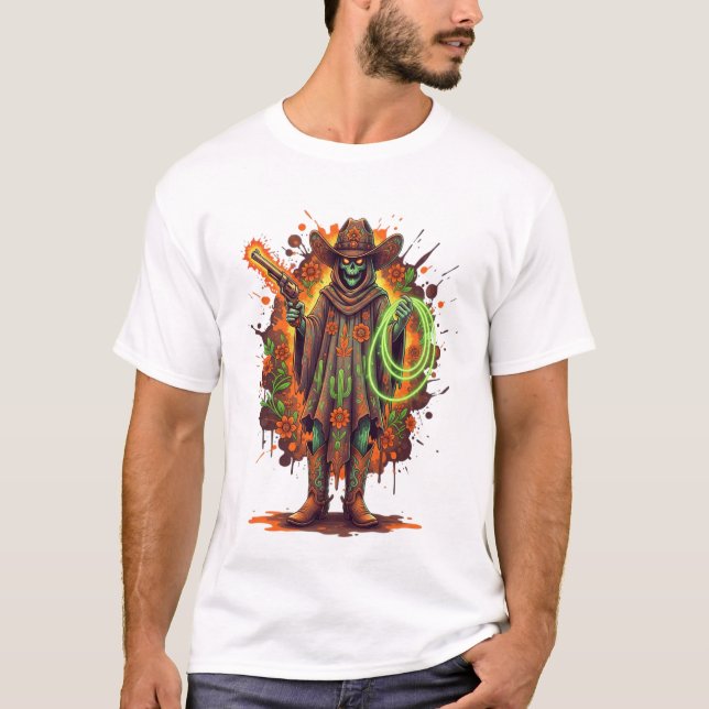 Skeleton Cowboy Western Halloween Shirt (Front)