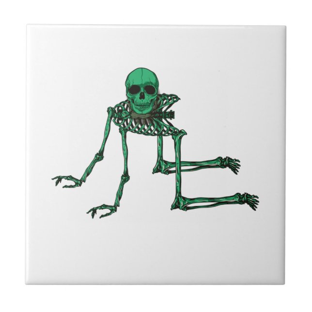 Skeleton Creepy Yoga Skull Dancing Tile (Front)