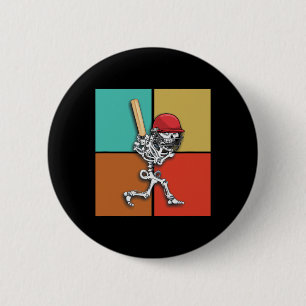 Skeleton Cricket Halloween Cricketer 6 Cm Round Badge