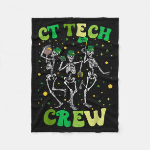 Skeleton CT Tech Crew St Patricks Computed Fleece Blanket
