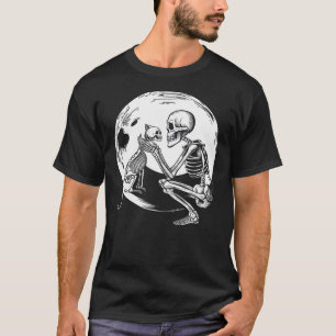 Skeleton Cute Cat Skull Kitty Halloween Men Women  T-Shirt
