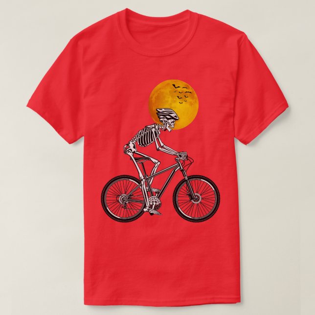 Skeleton Cycling Bicycle Bike Halloween Costume  T-Shirt (Design Front)