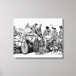 Skeleton Cyclists by José Guadalupe Posada Canvas Print