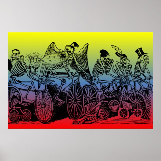 Skeleton Cyclists by José Guadalupe Posada Poster (Front)
