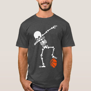 Skeleton Dabbing Basketball Player Funny Halloween T-Shirt