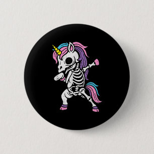 Skeleton Dabbing Unicorn Halloween Costume Boys Gi 6 Cm Round Badge