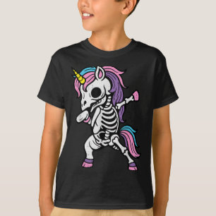 Skeleton Dabbing Unicorn Halloween Costume Boys Gi T-Shirt