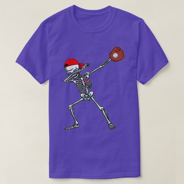 Skeleton Dabbing With Baseball Halloween  T-Shirt (Design Front)
