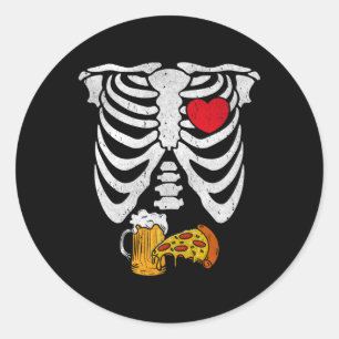 Skeleton Dad Halloween Pregnancy Couples Costumes Classic Round Sticker