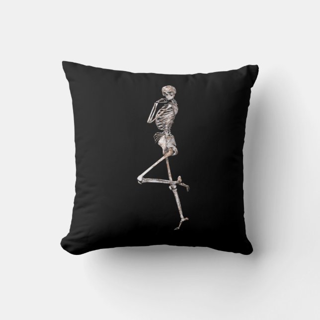 Skeleton Dance Halloween Cute Spooky Cushion (Front)