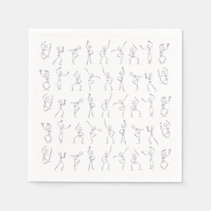 Skeleton Dance Halloween napkins - white