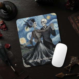 Skeleton Dance Night Sky Van Gogh Style Decoupage Mouse Pad