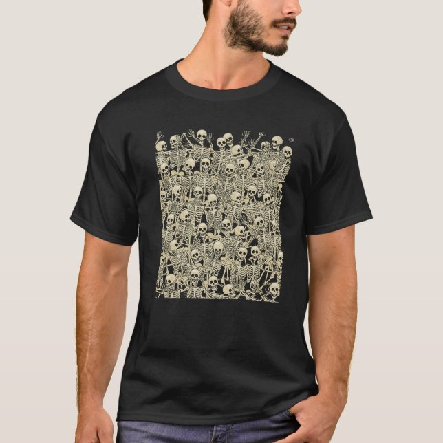 Skeleton Dance Of Death Macabre Funny Halloween Da T-Shirt (Front)