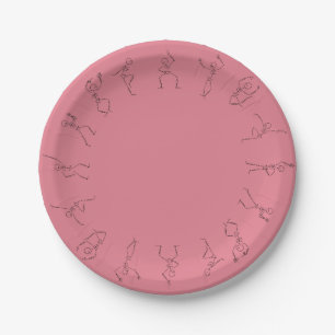Skeleton Dance paper plate - pink