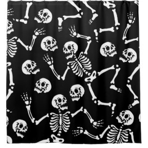 Skeleton Dance Party: Halloween Seamless Shower Curtain