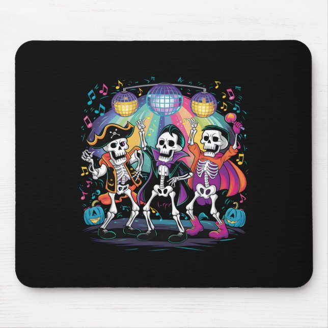 Skeleton Dance Party Spooky Halloween Celebration  Mouse Pad (Front)