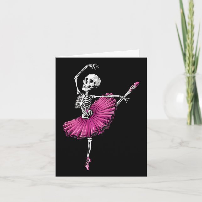 Skeleton Dancing Ballet Lovers Spooky Halloween Da Card (Front)