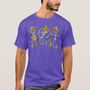Skeleton Dancing Cinco De Mayo Meican Fiesta Let's T-Shirt