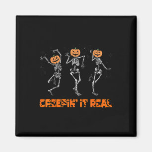 Skeleton Dancing Creeping It Real Halloween Funny Magnet