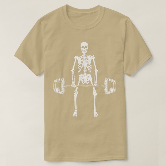 Skeleton Deadlift Funny Halloween Bodybuilder Work T-Shirt (Design Front)