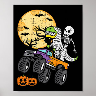 Skeleton Dino Monster Truck Halloween Costume Todd Poster