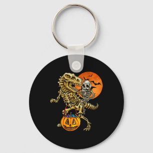 Skeleton Dinosaur Halloween Pumpkin For Boys Kids  Key Ring