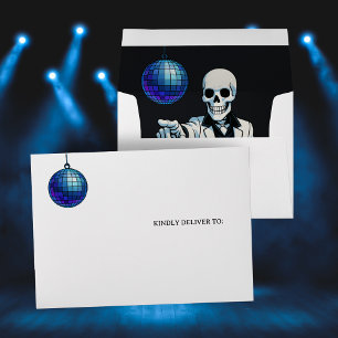 Skeleton Disco Ball Halloween Lined Envelope