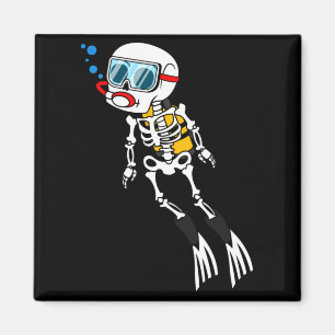 Skeleton Diver Halloween Underwater Scuba Diving Magnet