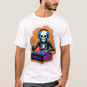 Skeleton DJ Party – Neon Spooky Beats Halloween T- T-Shirt