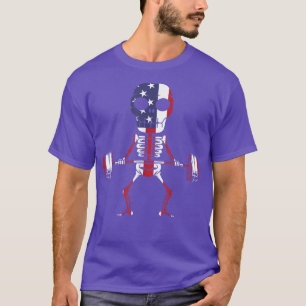 Skeleton do gym eercise weight lifting usa T-Shirt