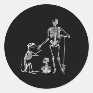 Skeleton Dog Halloween Dogs Lovers Classic Round Sticker