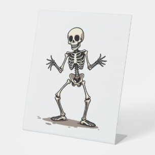 Skeleton Doing the Dab – Funny Halloween Dance Shi Pedestal Sign