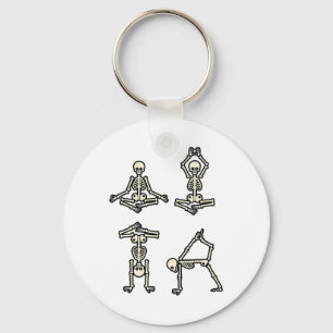 Skeleton Doing Yoga Meditation Yogi Funny Hallowee Key Ring
