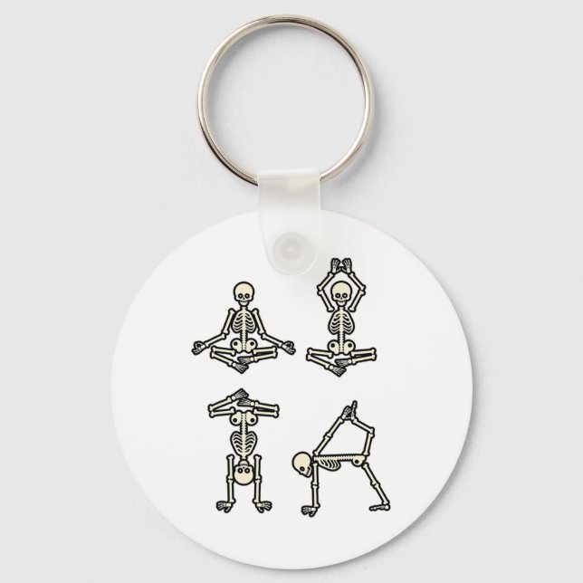 Skeleton Doing Yoga Meditation Yogi Funny Hallowee Key Ring (Front)