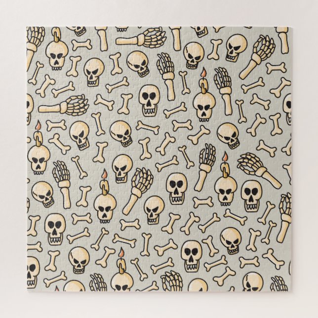 Skeleton Doodles: Vintage Textile Pattern. Jigsaw Puzzle (Vertical)