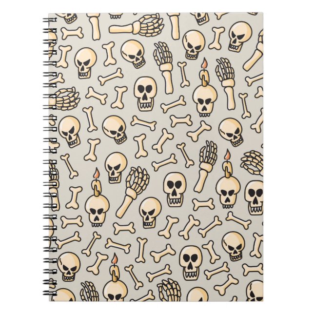 Skeleton Doodles: Vintage Textile Pattern. Notebook (Front)