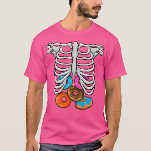 Skeleton Doughnuts Rib Cage Funny Halloween Cospla T-Shirt