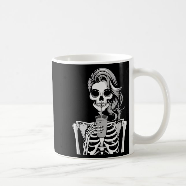 Skeleton Drinking Beverage Monochrome Gothic Hallo Coffee Mug (Right)