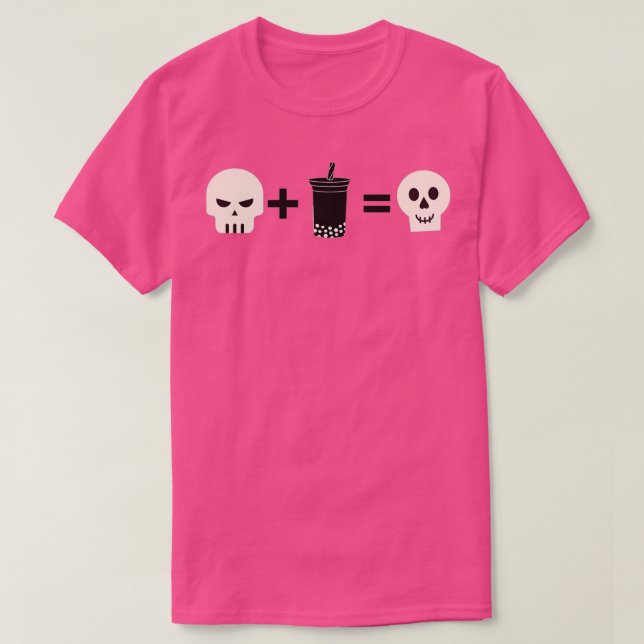 Skeleton Drinking Boba or Bubble Tea Halloween Cut T-Shirt (Design Front)