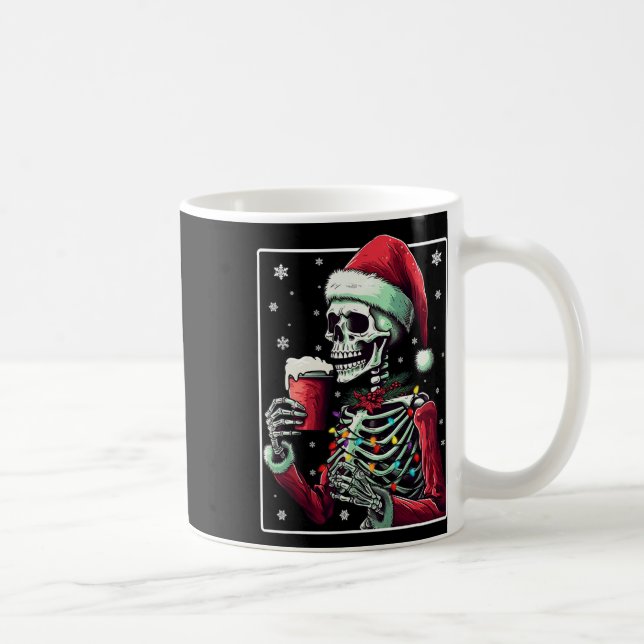 Skeleton Drinking Cocoa - Funny Hot Chocolate Xmas Coffee Mug (Right)